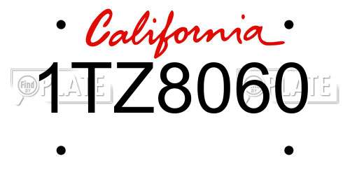 1TZ8060 California License Plate