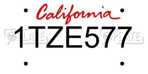 1TZE577 California License Plate