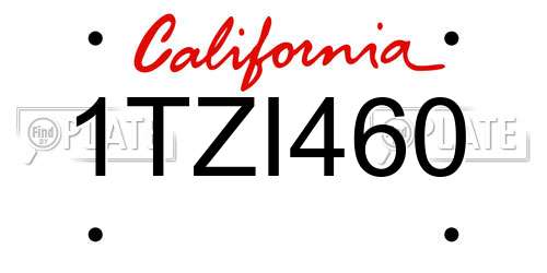 1TZI460 California License Plate