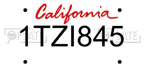 1TZI845 California License Plate