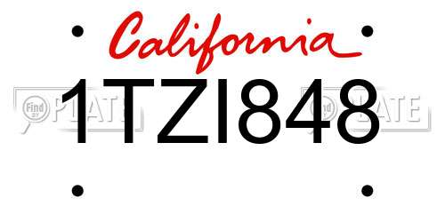 1TZI848 California License Plate