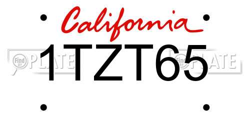 1TZT65 California License Plate