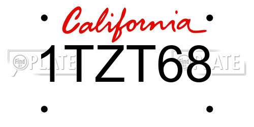 1TZT68 California License Plate
