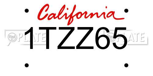 1TZZ65 California License Plate