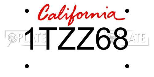 1TZZ68 California License Plate