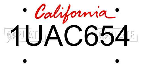 1UAC654 California License Plate