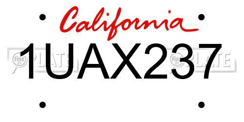 1UAX237 California License Plate