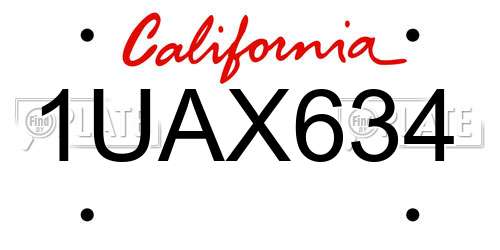 1UAX634 California License Plate