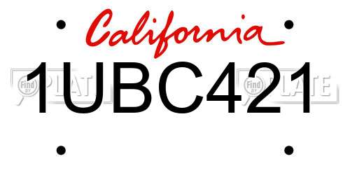 1UBC421 California License Plate