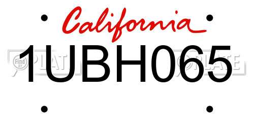 1UBH065 California License Plate