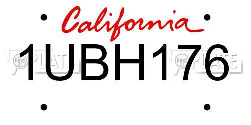 1UBH176 California License Plate