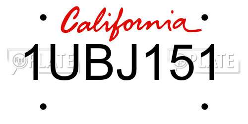1UBJ151 California License Plate