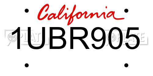1UBR905 California License Plate