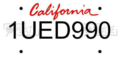 1UED990 California License Plate