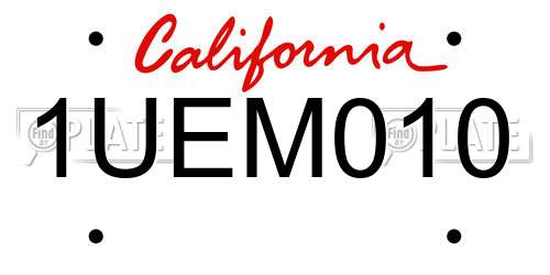 1UEM010 California License Plate
