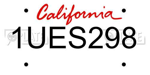 1UES298 California License Plate