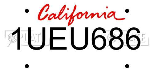 1UEU686 California License Plate