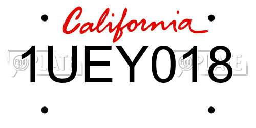 1UEY018 California License Plate