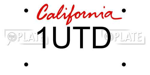 1UTD California License Plate