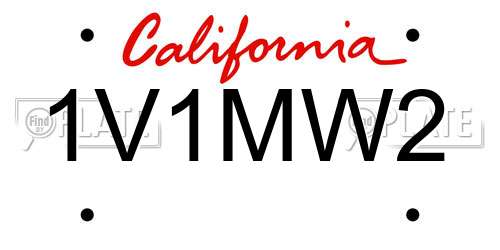 1V1MW2 California License Plate