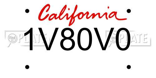 1V80V0 California License Plate