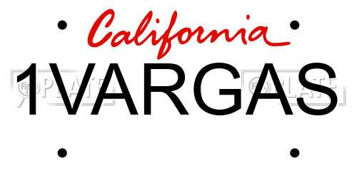 1VARGAS California License Plate