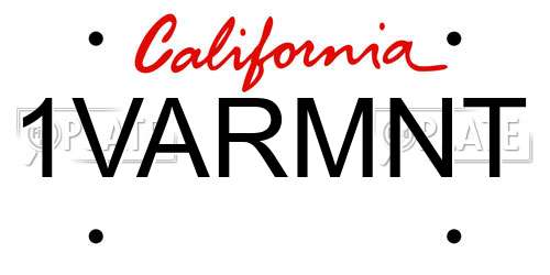 1VARMNT California License Plate