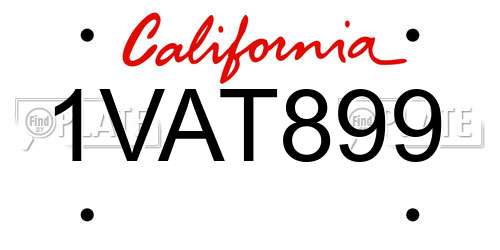 1VAT899 California License Plate