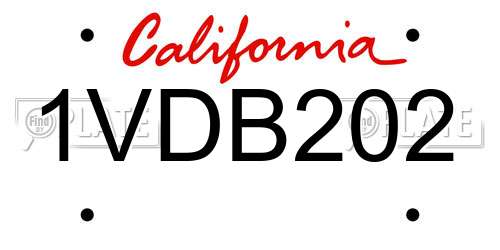 1VDB202 California License Plate