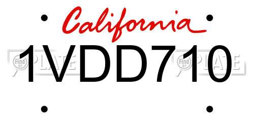 1VDD710 California License Plate