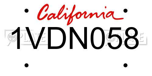 1VDN058 California License Plate