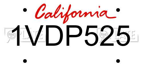 1VDP525 California License Plate