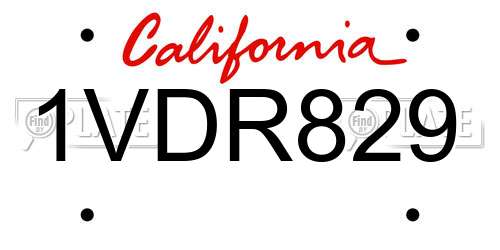 1VDR829 California License Plate
