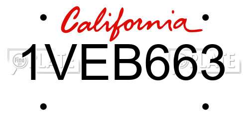 1VEB663 California License Plate
