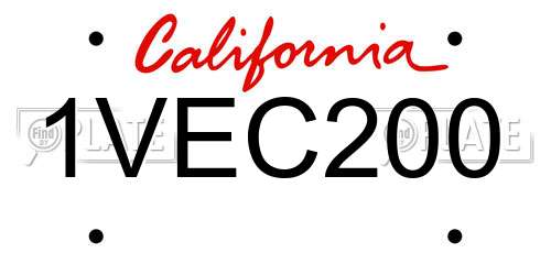 1VEC200 California License Plate