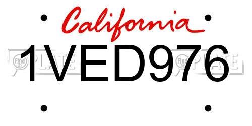 1VED976 California License Plate