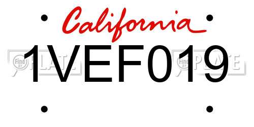 1VEF019 California License Plate