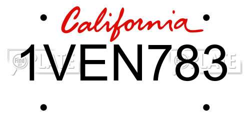 1VEN783 California License Plate
