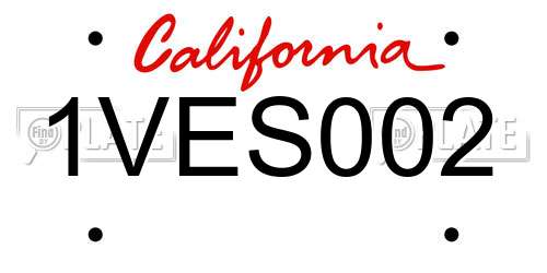 1VES002 California License Plate
