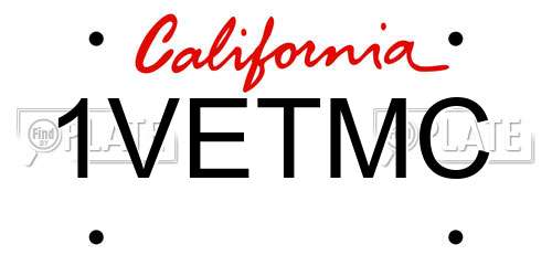 1VETMC California License Plate
