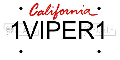 1VIPER1 California License Plate