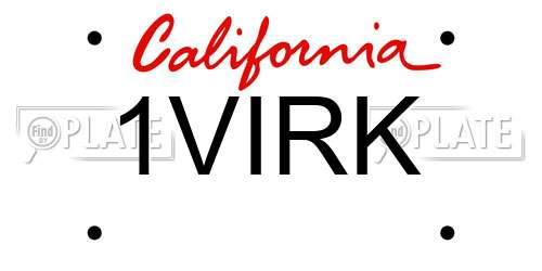 1VIRK California License Plate