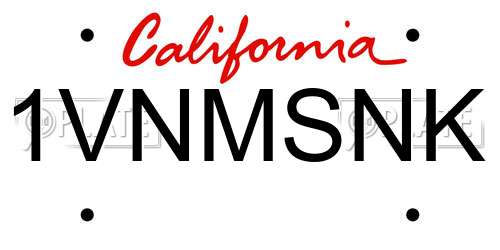 1VNMSNK California License Plate