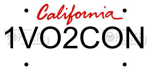 1VO2CON California License Plate