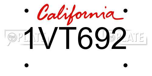 1VT692 California License Plate