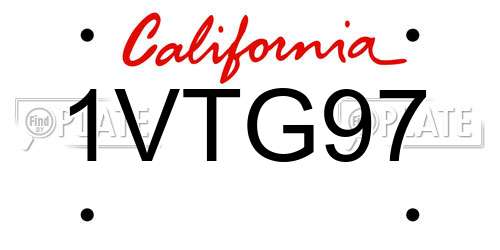 1VTG97 California License Plate