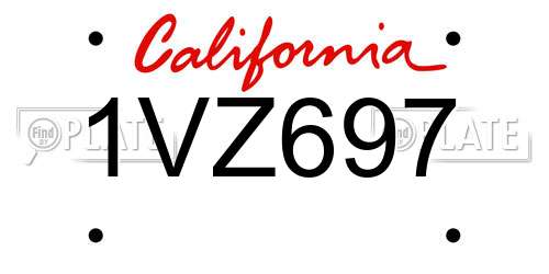 1VZ697 California License Plate
