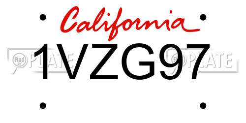 1VZG97 California License Plate