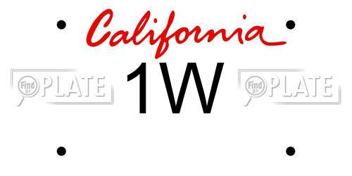 1W California License Plate