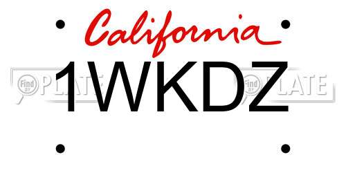 1WKDZ California License Plate